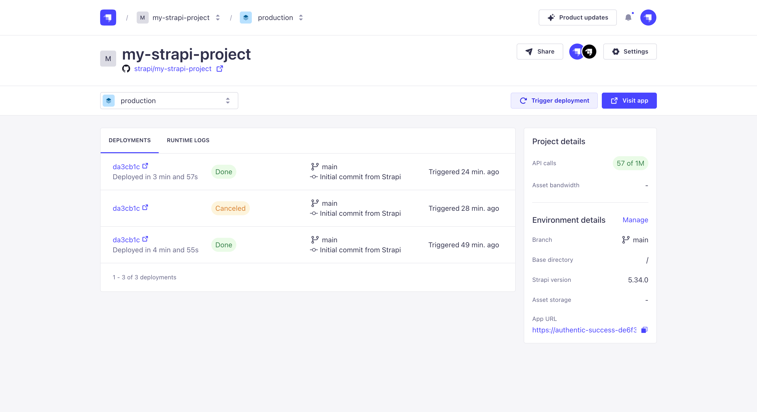 Project deploys